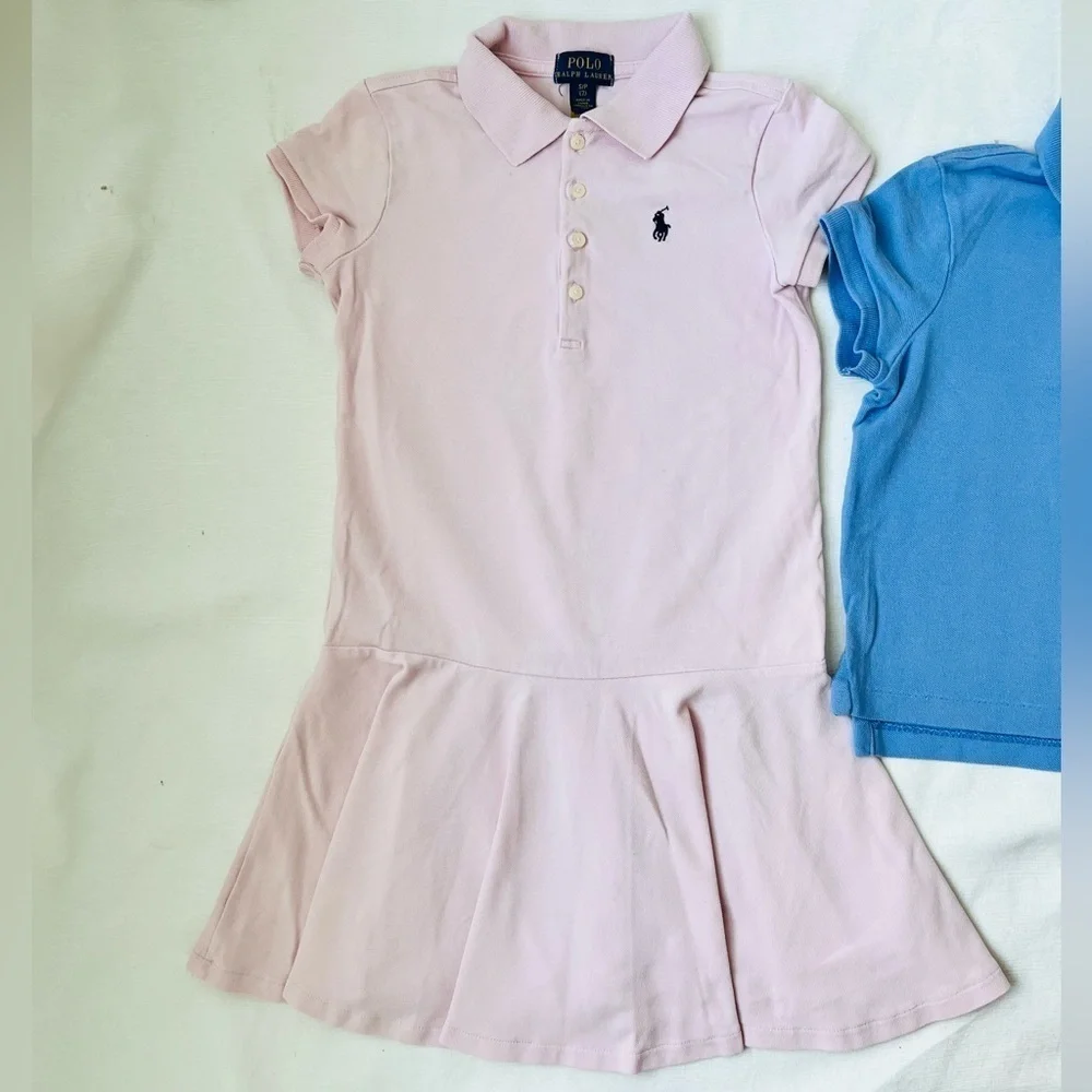 Ralph Lauren kids stretch mesh school polo Dress and polo collar shirt 7